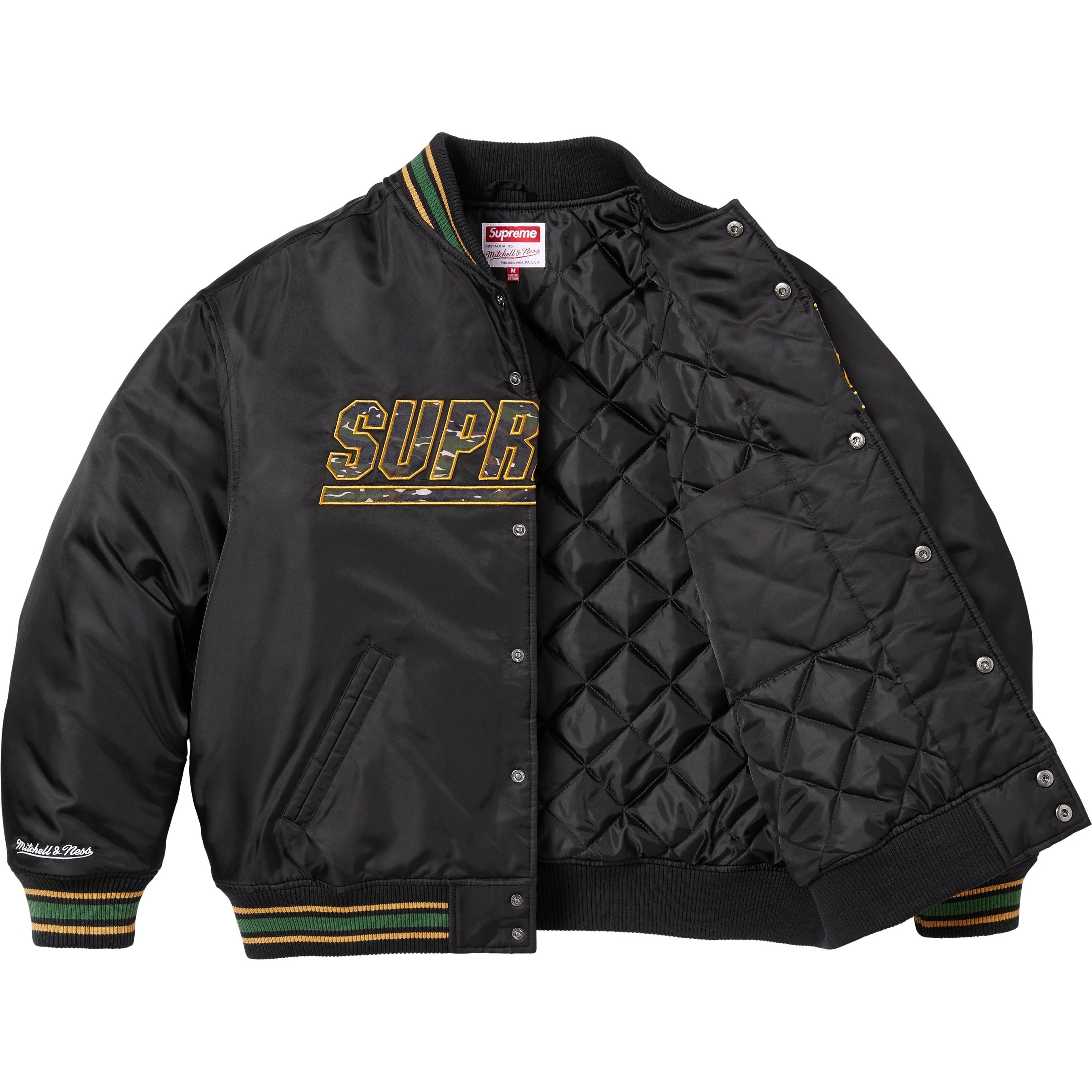 Supreme®/Mitchell & Ness® Camo Logo Varsity Jacket view 3